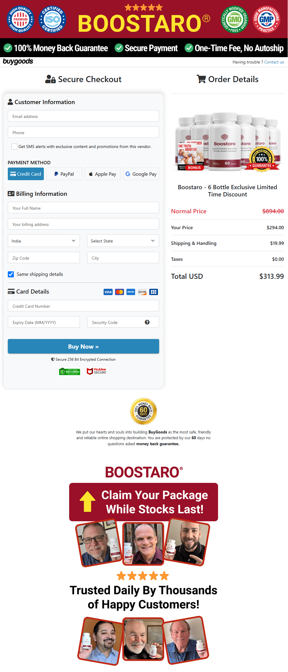 Boostaro checkout screenshot